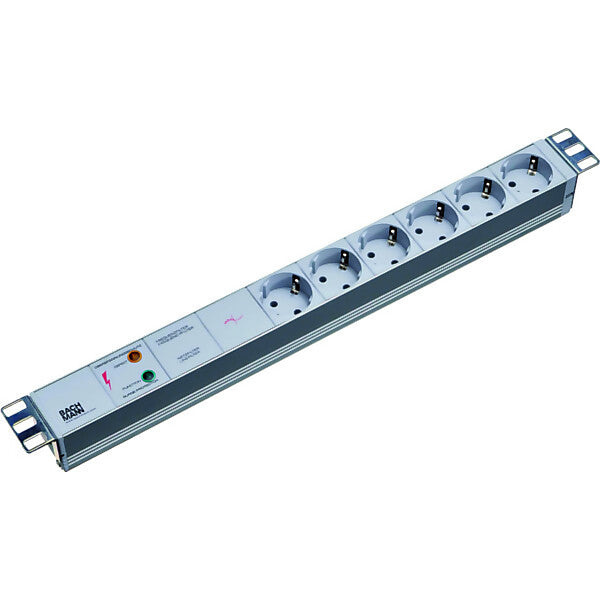 BACHMANN 19Zoll Steckdosenleiste 6f Schutzk.,1xGVS,alu 333.402